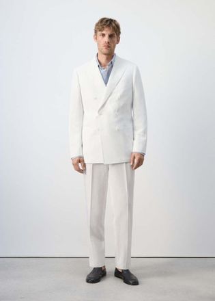 Mango Giacca completo doppiopetto misto lyocell lino bianco - Uomo - 46 - MANGO MAN