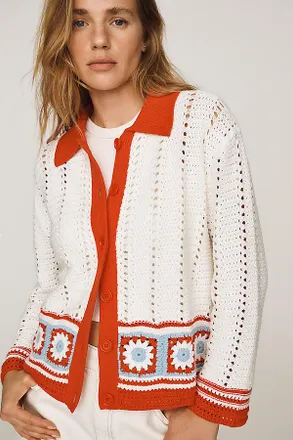 Chinti and Parker 100% Cotton Crochet Cardigan