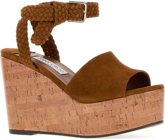 Jimmy Choo London Womens Caramel Suede Jori Wedge Tantoasty Scarpe Con Tacco High Heel Shoes