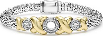 Lagos Embrace XOX Diamond Rope Bracelet in Silver/Gold at Nordstrom, Size 7.5