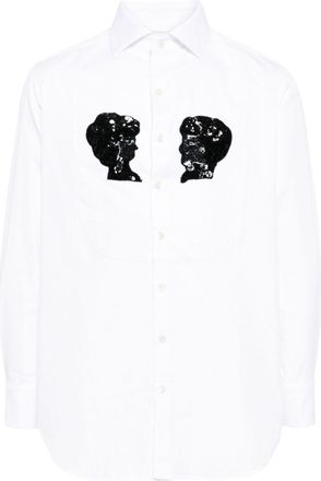 Bode sequin-embellished cotton shirt - men - Cotton - M - White