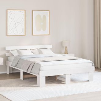Berkfield Home Bed Frame with Headboard White 140x200 cm Solid Wood Pine