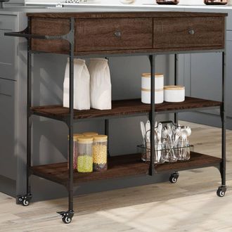 vidaXL Vidaxl - Carrito De Cocina Madera Ingenier&iacute;a Marr&oacute;n Roble 105x42x95 Cm