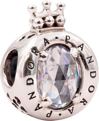 Pandora Crown O Sterling Silver Charm With Clear Cubic Zirconia