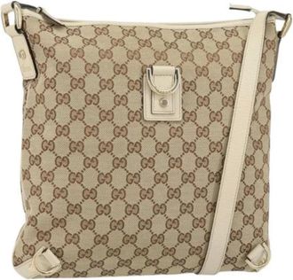 Gucci Pre-owned Cross Body Bags, female, Beige, Size: ONE SIZE Pre-owned Vintage Canvas Cross Body Bag