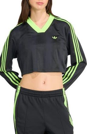 adidas Adicolor Soccer Crop Jersey in Black/Signal Green at Nordstrom Rack, Size Xx-Small