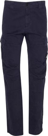 C.P. Company C.p. Company - Stretch Sateen Ergonomic Lens Cargobroek - Heren - Broeken - Blauw - Maat: S Katoen