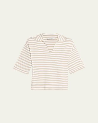 Max Mara Striped Short-Sleeve Oversized Polo Top