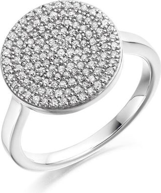 Monica Vinader Ava Diamond Disc Ring, Sterling Silver