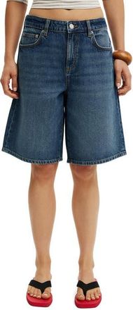 Cotton On Womens Baggy Denim Short in Scorpio Blue at Nordstrom, Size 10