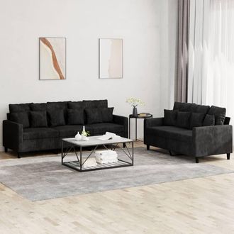 vidaXL Vidaxl - Juego De Sof&aacute;s Con Cojines 2 Piezas Terciopelo Negro