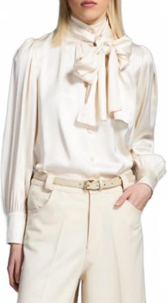 Tricot Chic Tie Neck Blouse In Ivory
