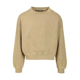 Palm Angels Curved Logo Sweatshirt - male - Palm Angels - Sweatshirts - Green - M - Sweatshirts & Hoodies