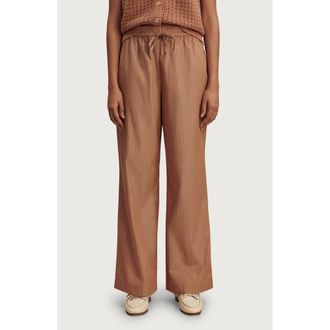 Varley Rowan Straight Leg Cotton Pants in Camel Stripe at Nordstrom, Size Xx-Small