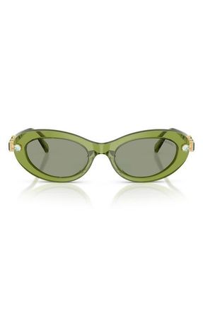 Swarovski 53mm Oval Sunglasses in Transparent Green /Green at Nordstrom