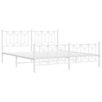 Berkfield Home Metal Bed Frame without Mattress with Footboard White 183x213cm | Size: 183x213 cm