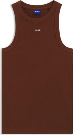 HUGO BOSS Stretch-cotton tank top with blue logo label