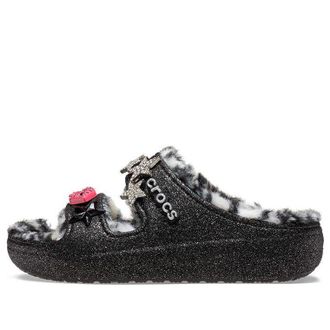 Crocs Classic Cozzzy Disco Glitter Sandals Black 208074-0C4