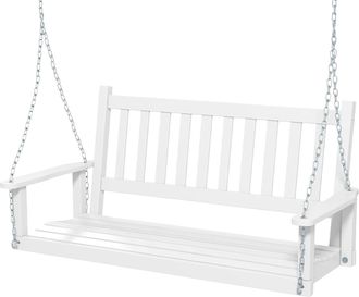 Costway Costway - Banco Columpio De 2 Plazas, Banco Colgante De Jard&iacute;n, Madera De &Aacute;lamo, Cadenas Ajustables De 170cm, Respaldo De Listones (136 X 67 X 63 Cm, 
