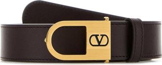 Valentino Garavani Dark Brown Solid VLogo Signature Belt
