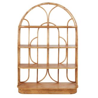 Maisons du monde Estanter&iacute;a de madera de mango y rat&aacute;n natural 128 cm