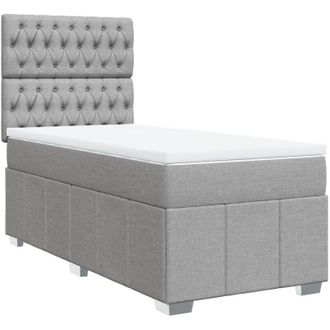 vidaXL Cama Box Spring Con Colch&oacute;n Tela Gris Claro 90x190 Cm Vidaxl