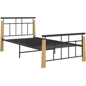 vidaXL Estructura De Cama Sin Colch&oacute;n Metal Madera De Roble 100x200 Cm Vidaxl