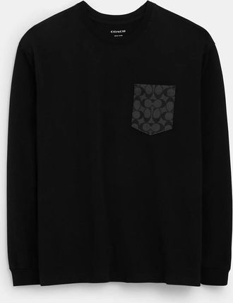 Coach Signature Long Sleeve T Shirt In Organic Cotton