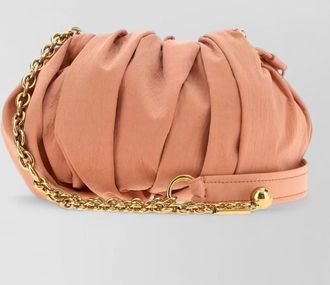 Chlo&eacute; canvas pliss&eacute; shoulder bag gold chain strap