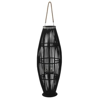 vidaXL Portavelas Colgante Bamb&uacute; Negro 95 Cm Vidaxl
