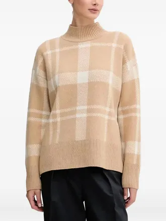 Barbour check high-neck sweater - women - Wool/Polyamide - 14 - Neutrals