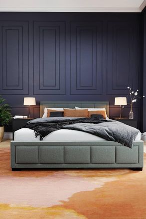 Home Discount Vida Designs Vanita Fabric Bed Frame & Memory Foam Spring Mattress in Light Grey | Size: King