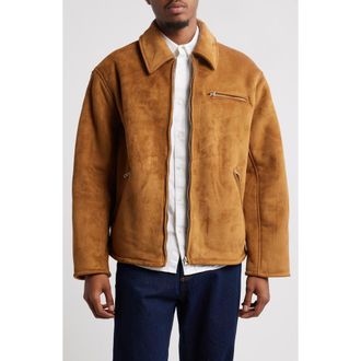Topman Faux Shearling Lined Faux Suede Jacket in Beige at Nordstrom Rack, Size Small