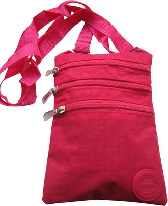Lorenz Ladies Crinkled Nylon Small Cross Body Bag Organizer - Pink