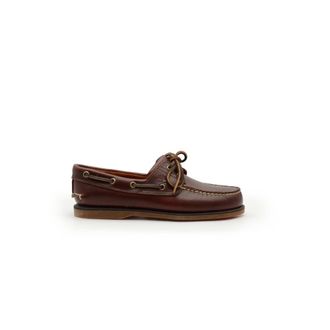Timberland Bruin Leren Handgemaakte Platte Schoenen - Heren - Bootschoenen - Bruin - 40 1/2 EU - Leer - Schoenen