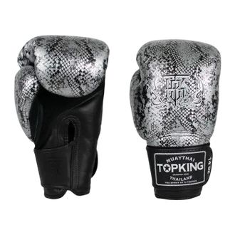 OEM Guantoni Da Boxe Muay Thai Top King Super Star Snake Air 10oz Nero/argento