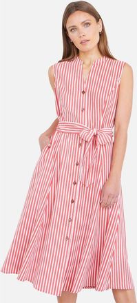 Yumi Stripe Midi Sleeveless Shirt Dress in Red at Nordstrom, Size 12