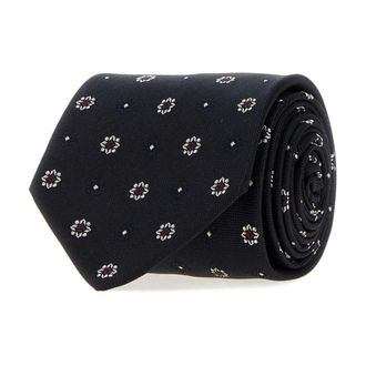 Saint Laurent Cravate Fleurs Bicolor - Heren - Accessoires - Blauw - Maat: ONE Size Zijde