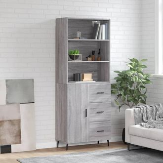 Berkfield Home Highboard Grey Sonoma 69.5x34x180 cm Engineered Wood