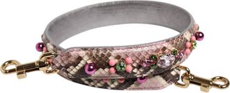 Dolce & Gabbana Womens Multicolor Embellished Handbag Shoulder Strap Python Leather Bag