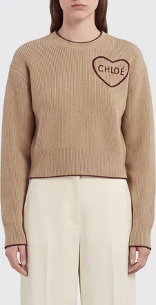Chlo&eacute; Maglione girocollo in lana e cashmere con logo ricamato