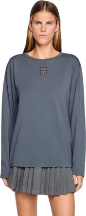 Sandro T-shirt with embroidery in Grey at Nordstrom, Size X-Large