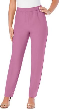 Roaman's Plus Size Classic Bend Over Structured Straight Leg Pull-On Pant in Mauve Orchid at Nordstrom, Size 32Short