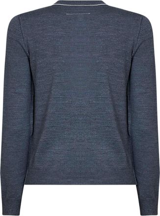 Maison Margiela Womens Cardigan Melange Grey Wool Blend Virgin Cardigans Sweater