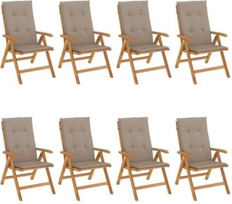 vidaXL Sillas De Jard&iacute;n Reclinables Y Cojines 8 Uds Madera Maciza Teca Vidaxl