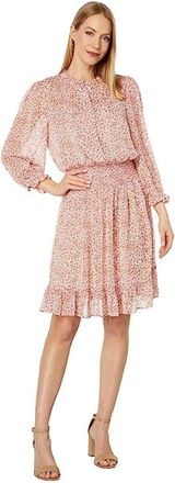 Tommy Hilfiger Dress Womens Large Dillon Ditsy Floral Peplum Ruffle Hem RED709