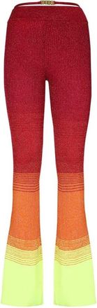 GCDS Geribbelde Gebreide Broek met Metalen Detail - Dames - Wijde Broeken - Veelkleurig - XS - Polyester - Broeken