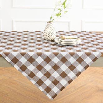 Solino Home Linen Table Throw - Buffalo Check, 52 x 52, 52 x 52 in Coco Brown And White at Nordstrom, Size Medium