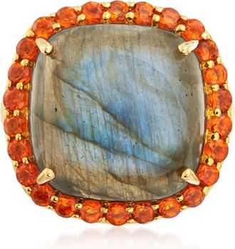 Ross-Simons Labradorite and Citrine Ring in 18kt Gold Over Sterling