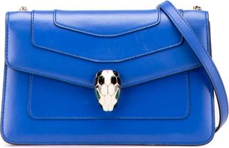 Bulgari Borsa a tracolla Serpenti Forever in pelle con catena 2021-2025 - Blu